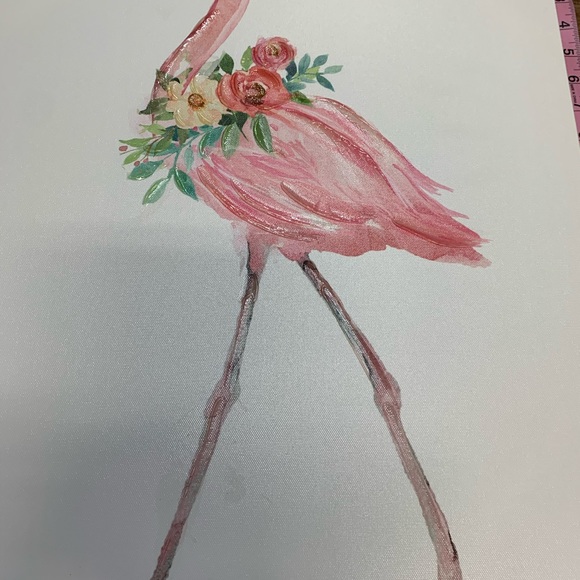 - Floral Flamingo canvas wall decor, like new - Picture 3 of 5